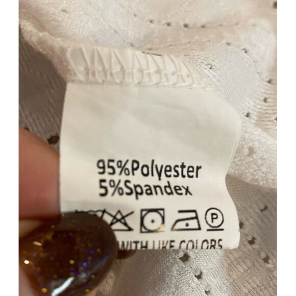 Sleeveless Women Tank Top Blouse Eyelet Stretchy Fabric V Neckline Sz XXL White - Picture 7 of 9